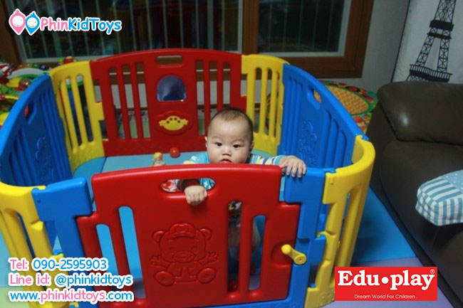 รั้วกั้นเด็ก คอกกั้นเด็ก EDUPLAY รุ่นหมีน้อย Baby Bear **มีเสียงเพลง** สีนำ้เงิน-แดง