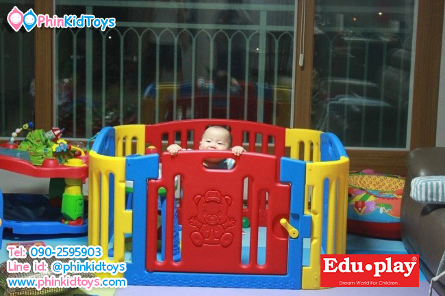 รั้วกั้นเด็ก คอกกั้นเด็ก EDUPLAY รุ่นหมีน้อย Baby Bear **มีเสียงเพลง** สีนำ้เงิน-แดง