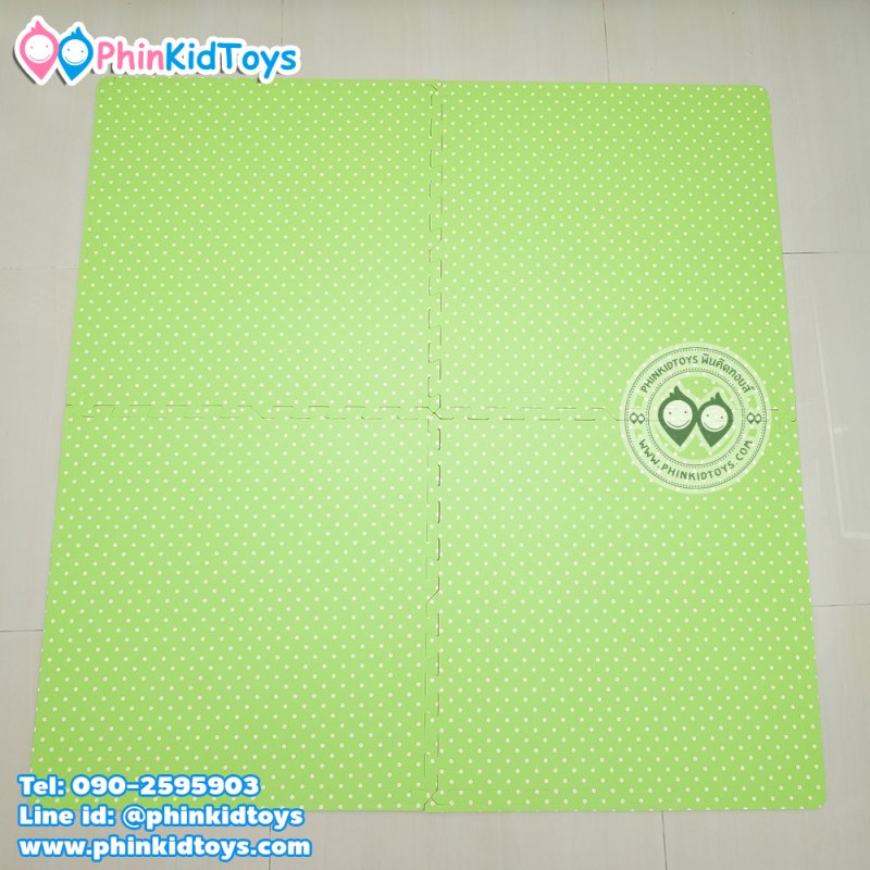 แผ่นรองคลาน EVA Foam 60x60cm หนา 1 ซม. สีเขียวลายจุด