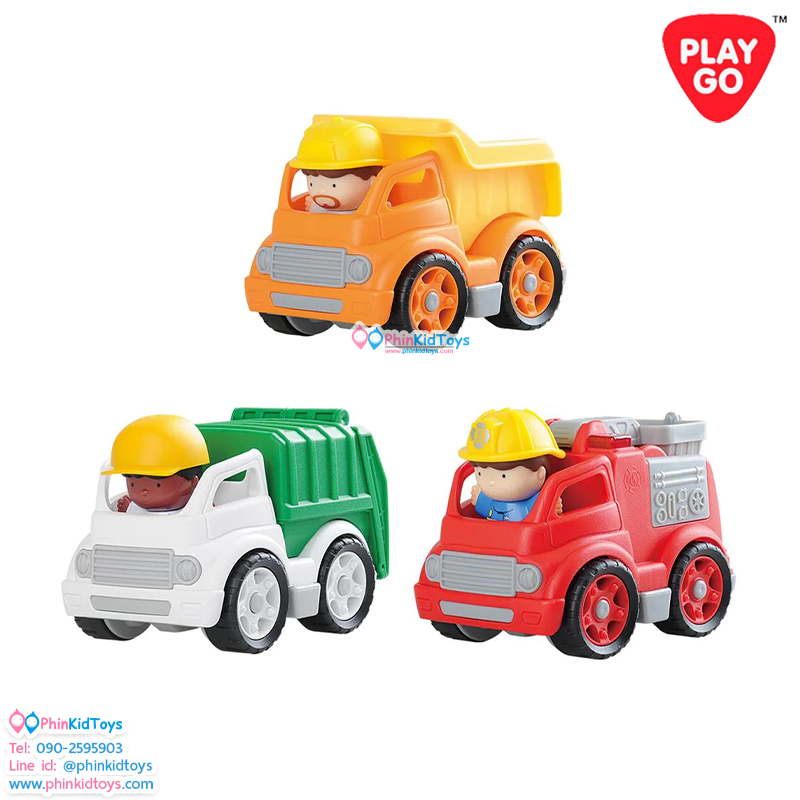 Playgo ชุดคอมโบมินิ รถดัมพ์ รถขยะ รถดับเพลิง พร้อมฟิกเกอร์ Mini Wheels Combo (PG- 9413)