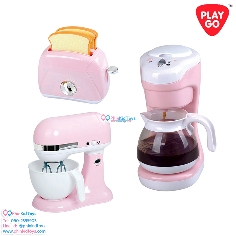 PLAYGO 38186 เซ็ตเครืองครัวสีชมพู (เครื่องทำกาแฟ,เครื่องปิ้งขนมปัง,เครื่องผสมแป้ง) FIRST KITCHEN APPLIANCE TRIO - PINK (MY COFFEE MAKER , MY MIXER , MY TOASTER) (PG-38186)