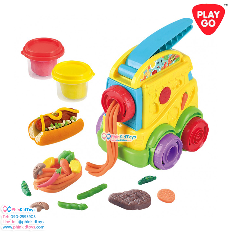 PLAYGO 8455 โดว์เซ็ตรถบรรทุกอาหาร GO FOOD TRUCK (2 X 2 OZ DOUGH INCLUDED)
