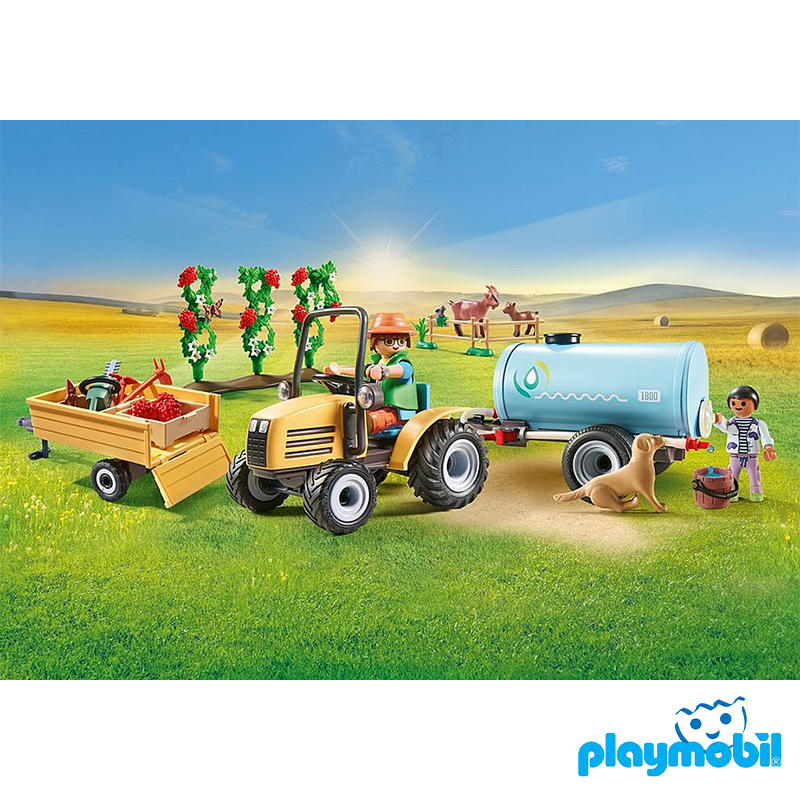 Playmobil 71442 Farm III Tractor with trailer and water tank ฟาร์ม3 รถแทรกเตอร์พร้อมรถพ่วงและถังน้ำ