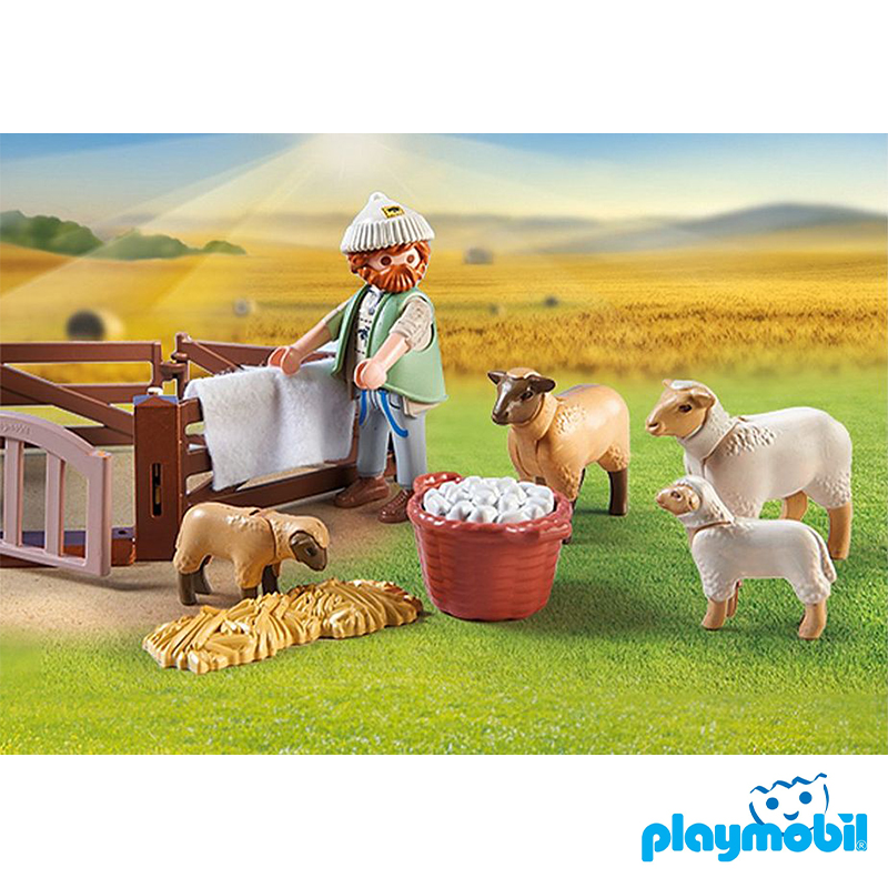 Playmobil 71444 Farm III Young Shepherd with flock of sheep ฟาร์ม3 หนุ่มเลี้ยงแกะกับฝูงแกะ